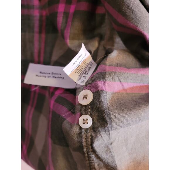 J Crew Mens XS Slim Fit Gray Pink Plaid Cotton Button Down Collared Shirt - Picture 8 of 9